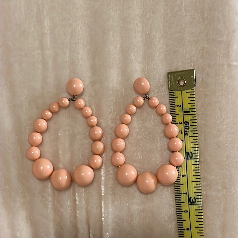 Sezane Charlie inspired pink hoop ball / bead earrings. Adorable!